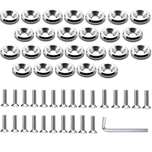 STETION 25 Pcs Fender Bumper Washer Bolt Stainless Steel M6x20mm CNC Finishing Washer Engine Bay Dress Up Fastener Kit (SS) - color: SS