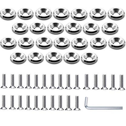 STETION 25 Pcs Fender Bumper Washer Bolt Stainless Steel M6x20mm CNC Finishing Washer Engine Bay Dress Up Fastener Kit (SS) - color: SS