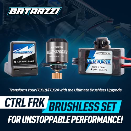 Ctrl Frk 3200KV Brushless Outrunner Motor, Receiver and ESC Set for 1/18 1/24 FCX18 FCX24 for FMS RC Crawler Upgrade Parts - color: Brushless Set