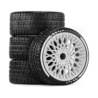 4PCS RC Highway Off-Road Truck Wheels & Tires - Compatible with 1/8 Typhon 6S BLX, 1/7 Infraction 6S BLX/Limitless - Foam Insert Plastic Rims （4 Small ） (White（4pcs）) - color: White（4pcs）
