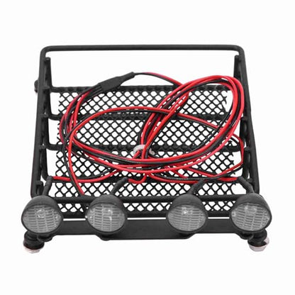 RC Car Roof Rack, LED Lights Durability Iron Axial Scx10 1/10 Rc Crawler Car (4 White)