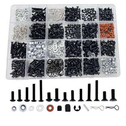 1000pcs RC Screw Kit,RC Screws for Traxxas Arrma Axial Redcat HPS SCX10 1/8 1/10 1/12 1/16 Scale RC Cars Trucks Crawler, Screws Assortment Set, Hardware Fasteners (1000pcs RC Screw Kit) - style: 1000pcs RC Screw Kit