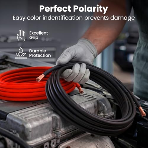 GEARit Black Red 0 Gauge Wire 25 ft Set, 1/0 Gauge Wire 25 ft CCA Battery Cable, 0 Gauge Power Ground Wire for Car Audio Amp, RV - color: Black/Red, size: 25ft Each