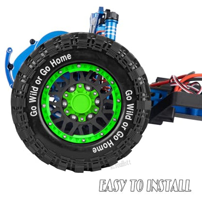 RC Truck Tires Wheel for 1/10 Big Rock Granite Vortek 3s / Stampede Rustler RC Car,4-Pack RC Wheels Tires Plastic Wheels w/12mm/14mm/17mm Replaceable Hex,Black-Green - color: Black-green- (Rc Tires Wheel)