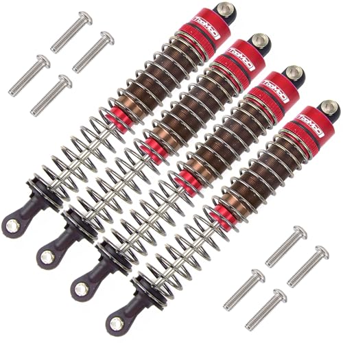 1/10 100mm RC Oil filled Shock Absorbers kit for Tamiya Bullhead SuperClod Buster TRX4 Axial SCX10 D90 Crawler Buggy Car Upgrades Replace Parts (Red) - color: Red