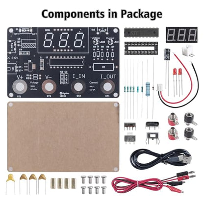 DIY Digital Voltmeter & Ammeter Soldering Practice Kit | DC Voltage Current Meter with LED Display, Test Leads, Dual Power Electronics Kit STEM Learning Project for Teens Adults