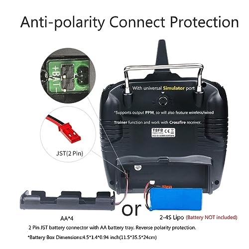 Radiolink T8FB 8 Channels 2.4GHz RC Remote Transmitter and R8EF Receiver | APP Setup 8CH Radio Controller Long Range for RC Airplane Aircraft Boat Car and More(Mode 2)