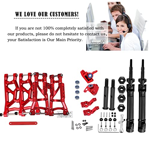 RC Stainless Steel Drive Shaft CVD Axles Upgrades Part for 1/10 Rustler/Stampede VXL 2WD,Alloy Suspension A Arm,Aluminum Caster Block & Steering Blocks & Rear Stub Axle Carriers,Red - color: Red