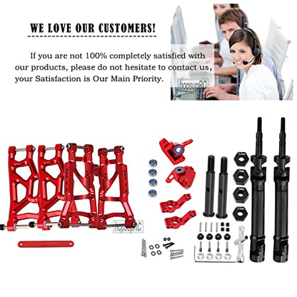 RC Stainless Steel Drive Shaft CVD Axles Upgrades Part for 1/10 Rustler/Stampede VXL 2WD,Alloy Suspension A Arm,Aluminum Caster Block & Steering Blocks & Rear Stub Axle Carriers,Red - color: Red