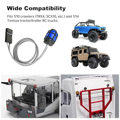 HobbyPark RC LED Flash Lights Alarm Lamp Flashing Rotating Beacon Light DC 5–6V Compatible with 1/10 TRX4 SCX10 RC Crawler Car 1/14 Tamiya Tractor RC Truck (2 Blue Lights) - color: 2 Blue Lights
