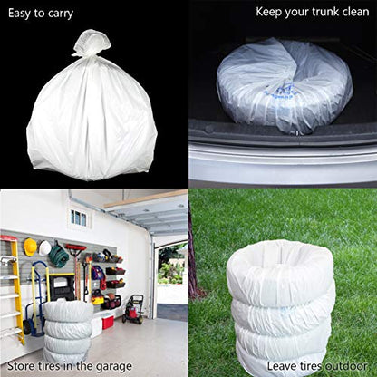 WHEEL CONNECT Tire Storage Bags. Made of Polyethylene LDPE Plastic, Extra-Large 44”X48”H, White, Pack of 100pcs. X-Large.No Logo Printed. - color: X-Large-Pack of 100pcs No brand printed