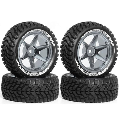 REDSPIDER Aluminum Alloy 1/10 On-Road Rally Wheel Tires 2.95" OD 12mm Hex for 1/10 Tamiya TT01 TT02 XV02 XV01 WLtoys HSP Kyosho WR8 RedCat Sakura HPI (Titanium) - color: Titanium