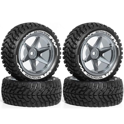 REDSPIDER Aluminum Alloy 1/10 On-Road Rally Wheel Tires 2.95" OD 12mm Hex for 1/10 Tamiya TT01 TT02 XV02 XV01 WLtoys HSP Kyosho WR8 RedCat Sakura HPI (Titanium) - color: Titanium