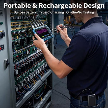 5-Channel Portable Handheld Oscilloscope, 4.3" IPS Display, Type-C Charging & Data Sync, Windows & Android Compatible, 3MSa/s Sampling Rate, 1MHz Bandwidth for Electronics Repair & Auto Diagnosis