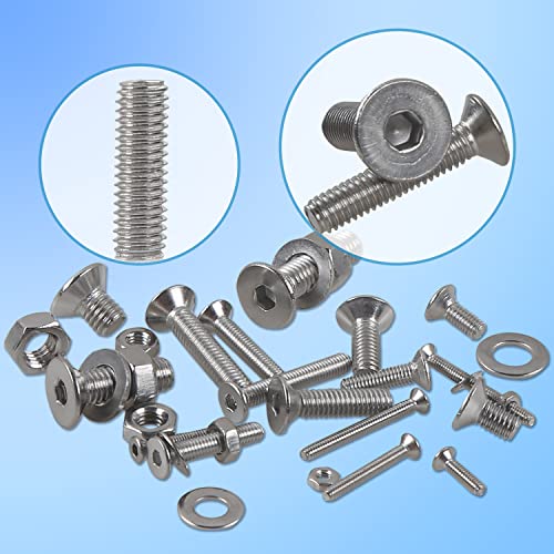 newlng 1065pcs M2 M3 M4 M5 Screws Bolts and Nuts Flat Button Hex Socket Washers Assortment Kit and Wrench Allen Head Machine Screws,for Metal DIY Projects,Tools & Equipment Maintenance - size: B-M2345