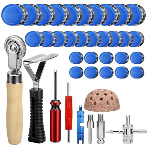 Linkstyle 67PCS Tire Repair Kit Heavy Duty, 32/42/58mm Tire Patch Kit, Flat Tire Repair Tools with Buffing Wheel, Roller and Scraper, for Car Motorcycle Bike
