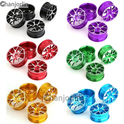 1/10 On Road Drift Wheels Rims Hex 12mm RC Aluminum Alloy Rally Racing Hubs for 1:10 Scale Touring Street Car Tires Tamiya TT01 TT02 HSP 2S 3S Brushless HPI KYOSHO XV02 XV01 4PCS (Gold) - color: Gold
