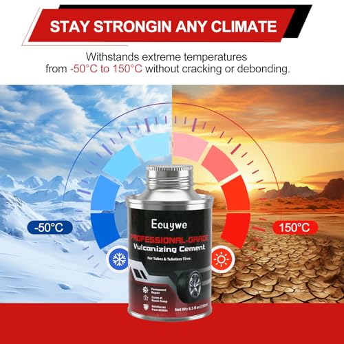 Professional Chemical Vulcanizing Cement Rubber Cement Glue with Brush All Purpose Tire Patch Glue Flat Tire Repair in 5 Minutes Emergency Puncture Fix for Car, Motorcycle, Bike