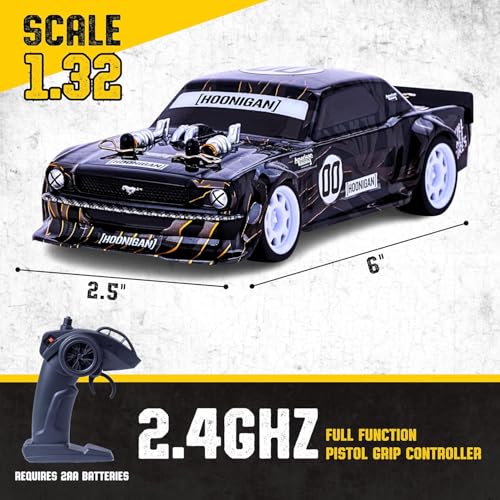 Flybar Hoonigan, Mustang Remote Control Car for Kids – RC Car, RC Cars, Race Car, 3.7V, 2.4 GHz, Detailed Replica Design, USB Rechargeable Battery Included, 1:8 Scale, 150 ft Range, 7 Mph - size: 1:8, style: Hoonigan