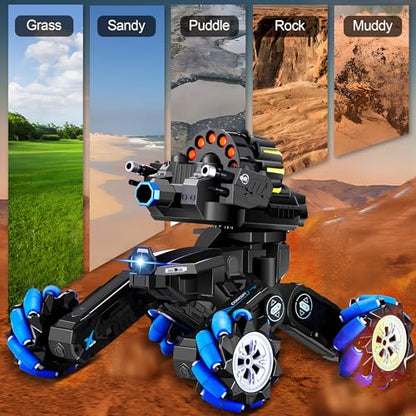 RC Tank Car with Drift Hand Gesture Control 2.4Ghz Free Deformation Truck with Light Spray & Domino Train Toy 80 PCS Dominos STEM Montessori with Lights & Music Gifts for Boys Girls 3-6