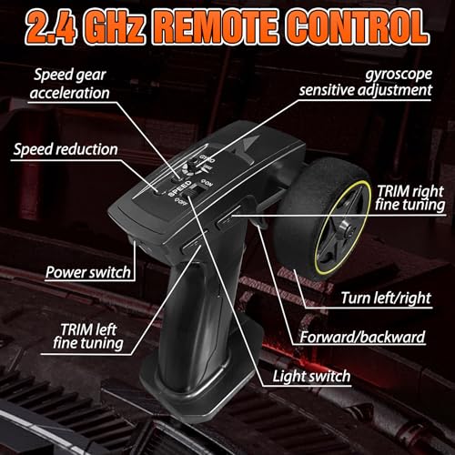 RC Drift car, 1/43 Mini Rc Drift car with Gyroscope, 2.4GHz Full Proportional Remote control Cars, 4WD High Speed Racing with Lights, Racing Tires, Model Cars Gift for Adults, Kids, Boys, Girls - color: Grey