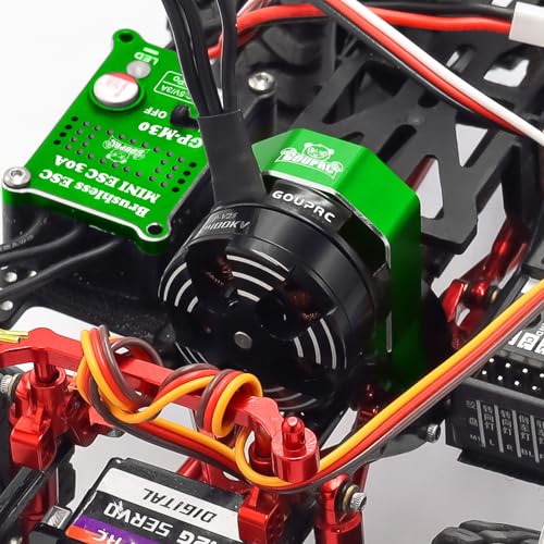 GOUPRC 30A Brushless ESC & 2204 2400KV Brushless Outrunner Motor with Mount Combo Kit for SCX24 Axial 1/24 Remote Control Crawler Truck Car - color: Green With Motor Mount