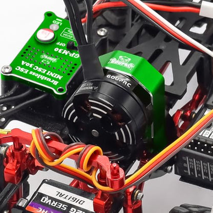 GOUPRC 30A Brushless ESC & 2204 2400KV Brushless Outrunner Motor with Mount Combo Kit for SCX24 Axial 1/24 Remote Control Crawler Truck Car - color: Green With Motor Mount