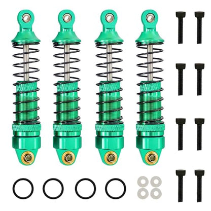 1/18 RC Aluminum Shock Absorbers Set 67mm, Pre-Assembled Suspension Damper Kit for RC Cars, Front Rear Upgrade Parts, 4PCS (Green) - color: Green