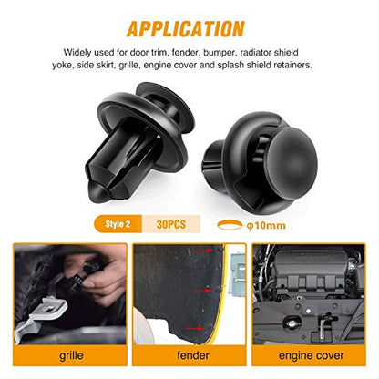 GOOACC GRC-18 100PCS 7mm 8mm 10mm Nylon Push Expansion Screws Replacement Kit,Bumper Fastener Rivet Clips GM 21030249 Ford N807389S - color: 100PCS 7mm 8mm 10mm