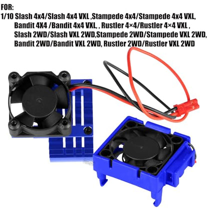 VXL-3s High Velocity Fan Heatsink Set Upgrades Part for 1/10 Slash/Rustler/Stampede VXL 4X4 2WD, ESC Motor Cooling Fan Hops Up,Navy Blue - color: Navy Blue/(for 2wd 4wd)