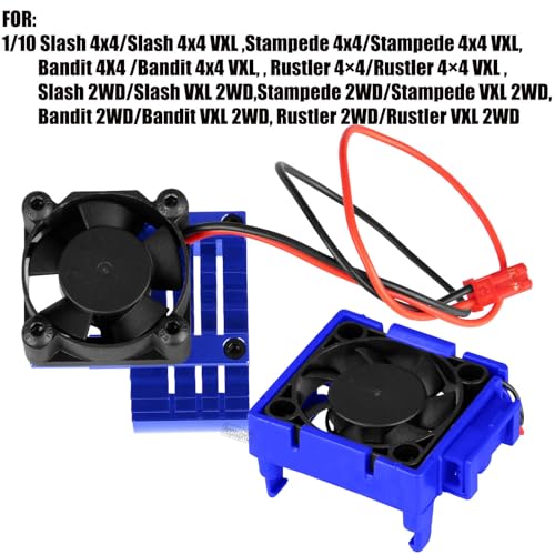 VXL-3s High Velocity Fan Heatsink Set Upgrades Part for 1/10 Slash/Rustler/Stampede VXL 4X4 2WD, ESC Motor Cooling Fan Hops Up,Navy Blue - color: Navy Blue/(for 2wd 4wd)