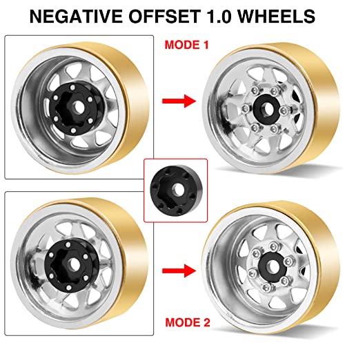 OGRC 1.0" Brass Aluminum Beadlock Wheels for TRX4M SCX24 Crawler (Silver) | 3.78mm Negative Offset, 22g Wheel Rim for TRX4M SCX24 AX24 1/18 1/24 RC Crawler - color: Silver