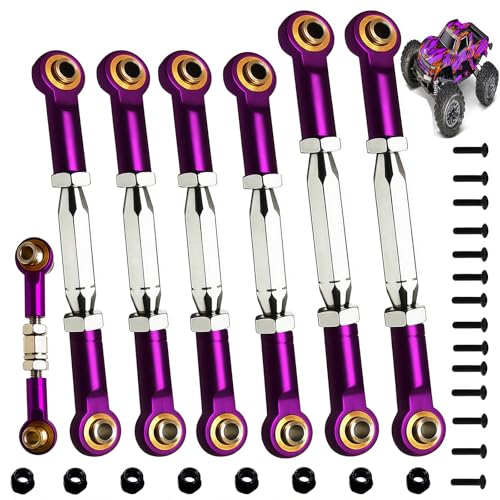 (2025 Upgrade) Adjustable Stainless Steel Turnbuckles/Camber Link for 1/10 Traxxas 4X4/2WD Slash VXL,Rustler VXL,Stampede VXL,Hoss 4X4 RC Car Hops Up Parts(Purple) - color: Purple