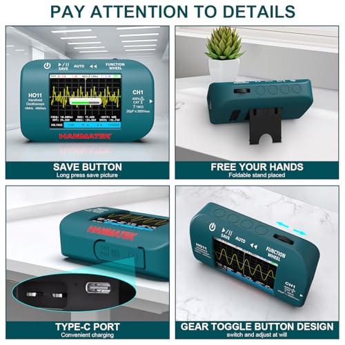 HANMATEK HO11 Handheld Digital Oscilloscope - 10MHz Bandwidth, 48MSa/s High-Precision Sampling, 2.8" TFT Display, USB Rechargeable, Advanced Trigger System, Portable for Fieldwork - style: Professional 10 Mhz
