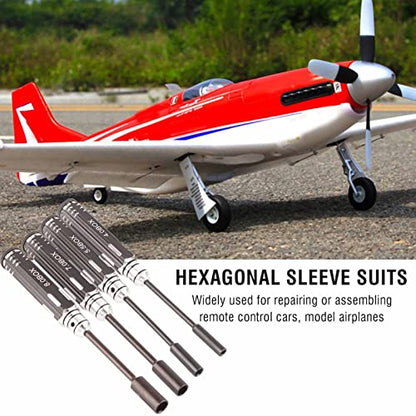 RC Metal Hex NUT Driver Set,4Pcs RC Metal Hex NUT Key Socket Screw Driver Wrench Accessories 4.0MM, 5.5MM, 7.0MM, 8.0MM for RC Cars Model Airplanes ﻿