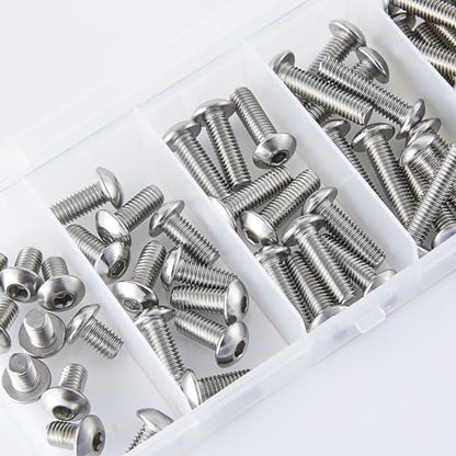 M5 x 8mm 12mm 16mm 20mm 25mm Button Head Socket Cap Screws Bolts, Stainless Steel 304, Metric Allen Hex Drive, Fully Threaded, Bright Finish, 50PCS - size: Button Head M5x8/12/16/20/25mm