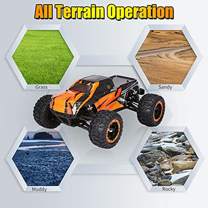 GoolRC 16889A Pro RC Cars, 1:16 Scale Remote Control Car, 4WD 45KM/H High Speed Brushless Motor RC Truck, 2.4GHz All Terrains Off-Road Electric Toy Vehicle with 2 Batteries for Adults - size: 2 Batteries