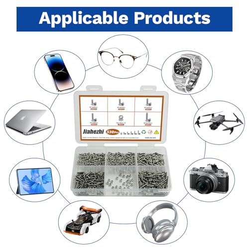 530Pcs M1.6 304 Stainless Steel Metric Micro Screws Nuts Assortment | M1.6x4/5/6/8/10mm Sizes, Phillips Pan Head, Fully Threaded Kit for Arduino, RC Models, Electronics, DIY Projects - size: M1.6x4/5/6/8/10- 530 Pcs