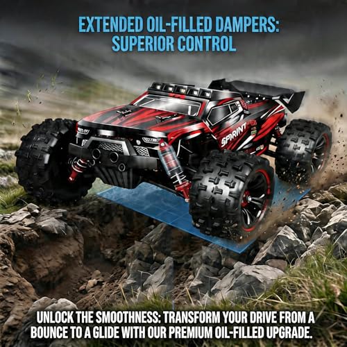 1/14 Brushless RC Truck with 35MPH+,2X 3S LiPo 4WD Hobby RC Car for Beginner