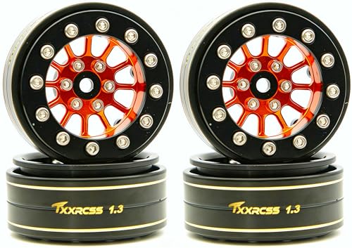 1.3 Beadlock Wheels & Brass Rim 46.5g Offset-3mm for 1/18 1/24 RC TF (Gold Black) - color: Gold Black