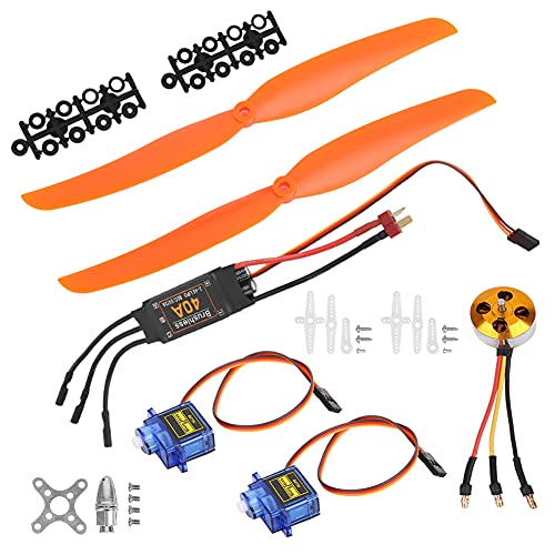 RiToEasysports Rc Plane Parts, A2212 1000KV Brushless Motor 40A ESC SG90 9G Propeller Combo Kit for Rc Airplane Airplane Motor Plane Kit (A2212 1000KV brushless 40A ESC SG90 9G Micro)