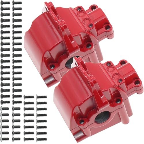 2PCS Metal Front and Rear Differential Gearboxes Housing Cover Compatible with WLtoys 1/14 144010 144001 144002 1/12 124016 124017 124018 124019 RC Car Upgrades Parts (Red) - color: Red
