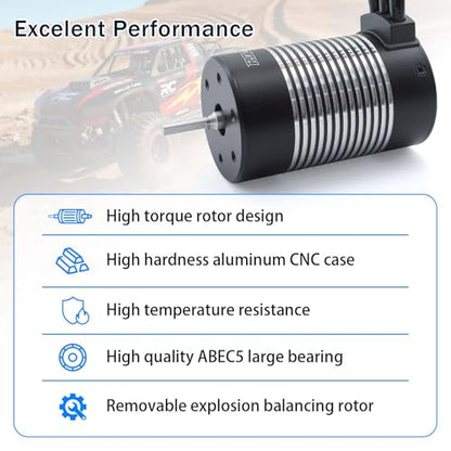 Surpass Hobby 3660 2600Kv Brushless Motor and ESC Combo 60A Waterproof Brushless ESC Combo Kit for 1/10 Remote Control Car Truck - style: 3660 Motor 2600kv +60A ESC