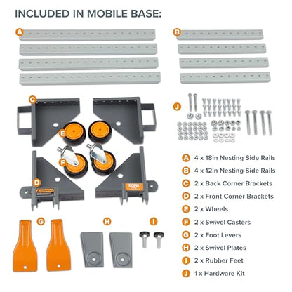 BORA PM-2500 Mobile Base for Shop Equipment - Adjustable Table Saw Base - style: 2 All Swivel Casters