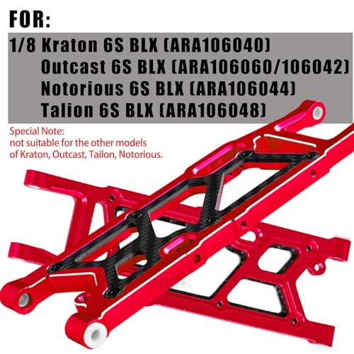 RC Carbon Fibre Suspension Arms Upgrades Part for 1/8 Kraton,Outcast,Notorious 6S BLX,Talion 6S BLX,Front Upper Lower and Rear Swing Arm Set with Pivot Balls Hops up,Red(6PCS)