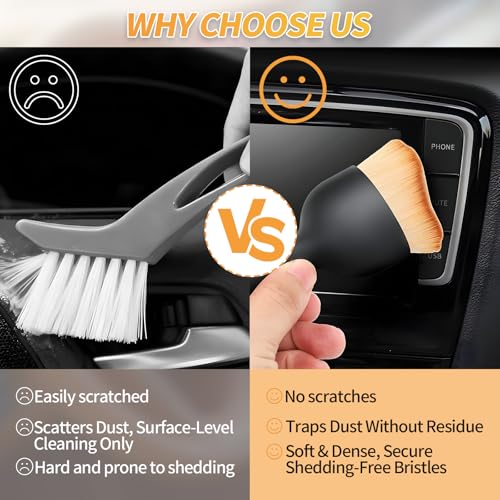 2PCS Car Interior Dust Brush,Soft Microfiber Bristles, Car Detailing Brush Cleaning Brush, Dust Brush Car Interior Cleaning Tool for Car Vents, Dashboards, and Home Use - size: 2PCS