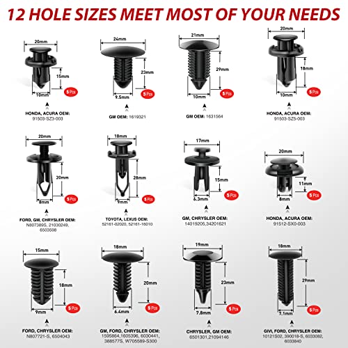 Nilight Trim Removal Tool 102 Pcs, Auto Push Pin Bumper Retainer Clip Set | Fastener Terminal Remover Tool Round Handle Crowbar Kit Car Panel Radio Removal Auto Clip Pliers - color: 102 Clips+ Remover Tools Red