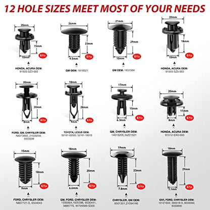 Nilight Trim Removal Tool 102 Pcs, Auto Push Pin Bumper Retainer Clip Set | Fastener Terminal Remover Tool Round Handle Crowbar Kit Car Panel Radio Removal Auto Clip Pliers - color: 102 Clips+ Remover Tools Red