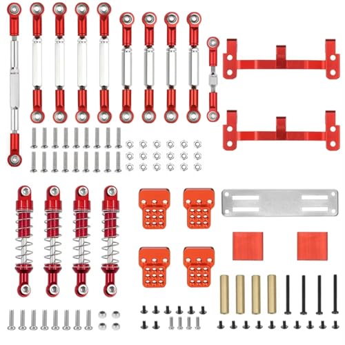 RC Absorbers Models For WPL C14 C24 For MN 99S B90 98 1/16 Metal Shock Absorber Tie Rod Steering Servo Base Remote Control Car Upgrade Parts(Red) - color: Red