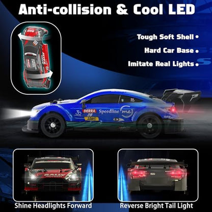 RC Drift Car, 1/16 Drifting RC Car 4WD 2.4GHz High Speed RC Cars for Adults Fast Remote Control Cars Blue Racing Vehicle with Lights Rechargeable Batteries Drifting Tire for Kids Boys - color: Blue 28